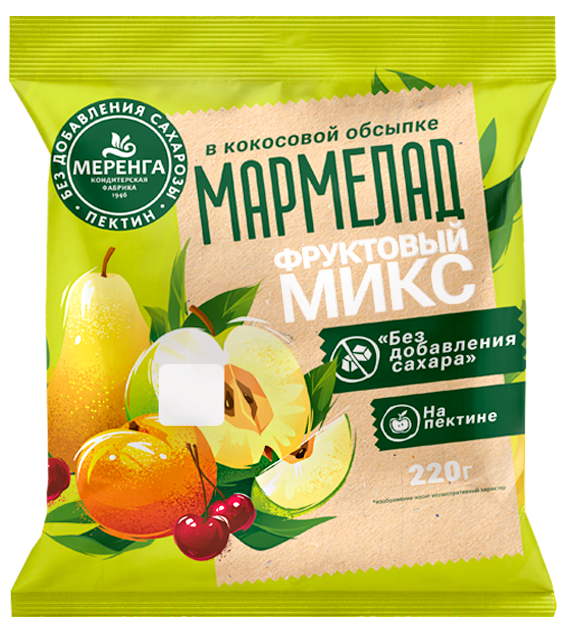 №1 Меренга Мармелад без сахара в кокосовой обсыпке Фруктовый микс, 220г   в Туапсе