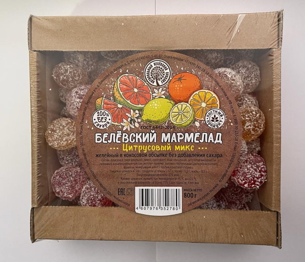 №2 Мармелад белевский на фруктозе 800г "Цитрусовый микс"    в Туапсе