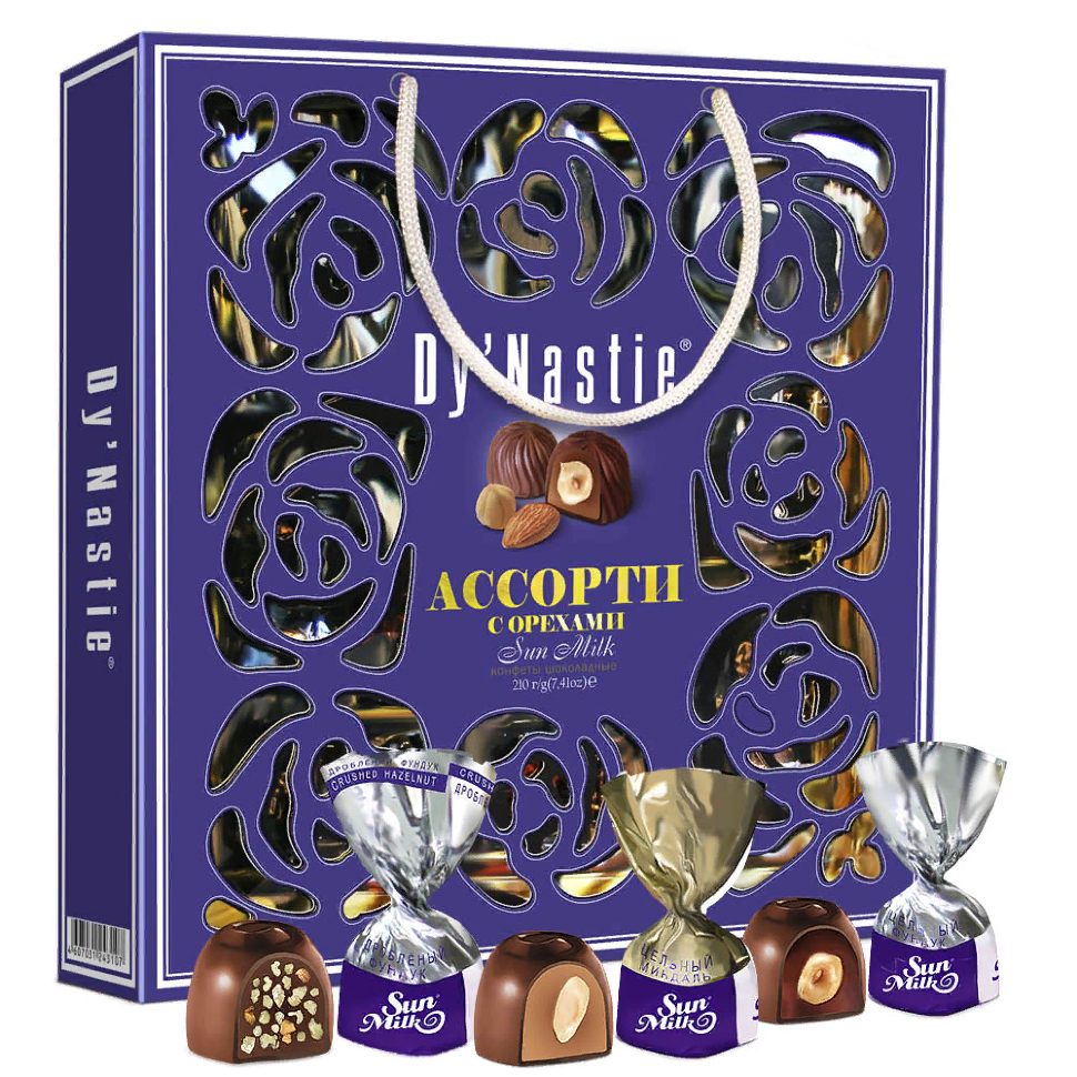 Династия Сумка Конфеты "Ассорти с орехами", 210г     в Туапсе
